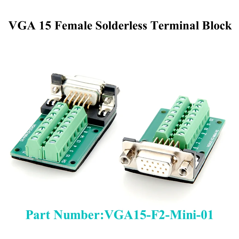 Фото Адаптер VGA 15-контактный (гнездо) DB15 D-SUB, 3-рядный, без пайки, с винтовыми клеммами, плата-разветвитель, сигнальный модуль для промышленного применения №2