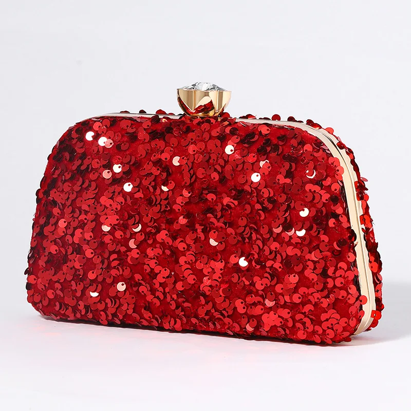 

2022 New Women's Luxury Banquet Bag Ladies Sequin Chain Evening Bag Party Hand Bag Female Z410