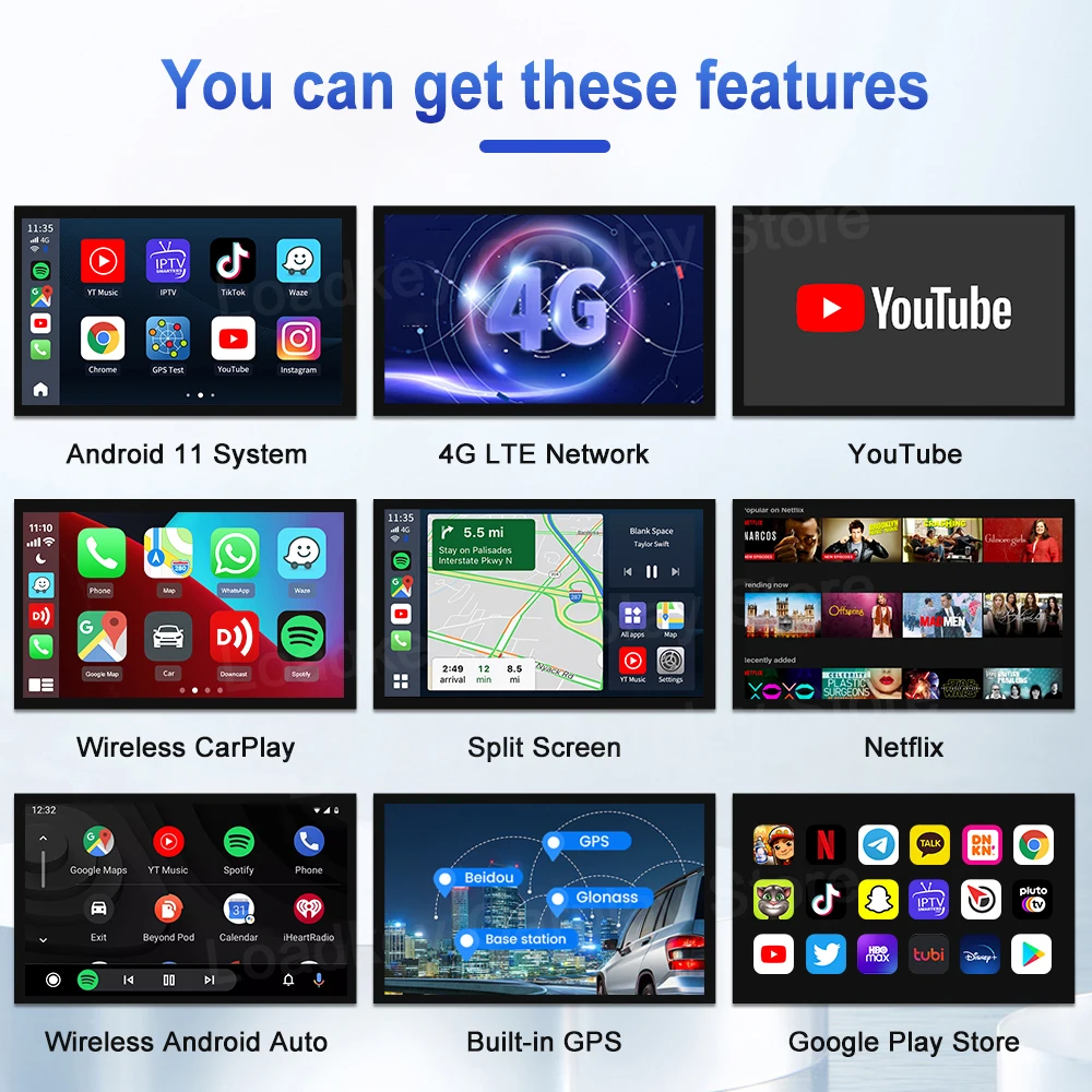 Фото Carlinkit CarPlay Mini Ai Box 4G LTE Wi-Fi беспроводной Apple CarPlay Android Авто Youtube Netflix iptv смарт-бокс 4 + 64 ГБ для Benz Audi №3