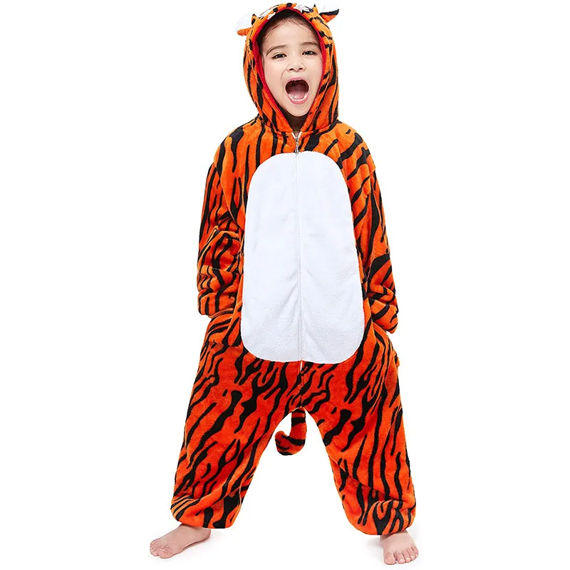 Family Kigurumi Pajamas Brown Tiger Animal Onesie Cosplay Costume Pajamas For Kids and Adults