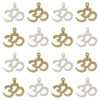 wholesale 15pcs two color chakra om sanskrit charms alloy metal yoga pendants for diy necklace jewelry making supplies 2221mm