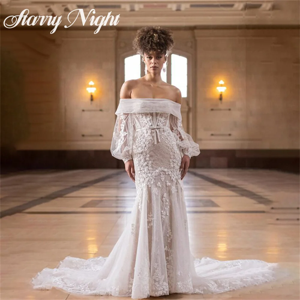 

Romantic Off The Shoulder Wedding Dress With Belt Mermaid Wedding Gown Appliques Backless Dress For Women 2022 vestido novia