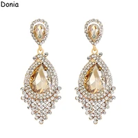 donia jewelry european and american exaggerated crystal earrings fringed micro set rhinestones new luxury bridal gift