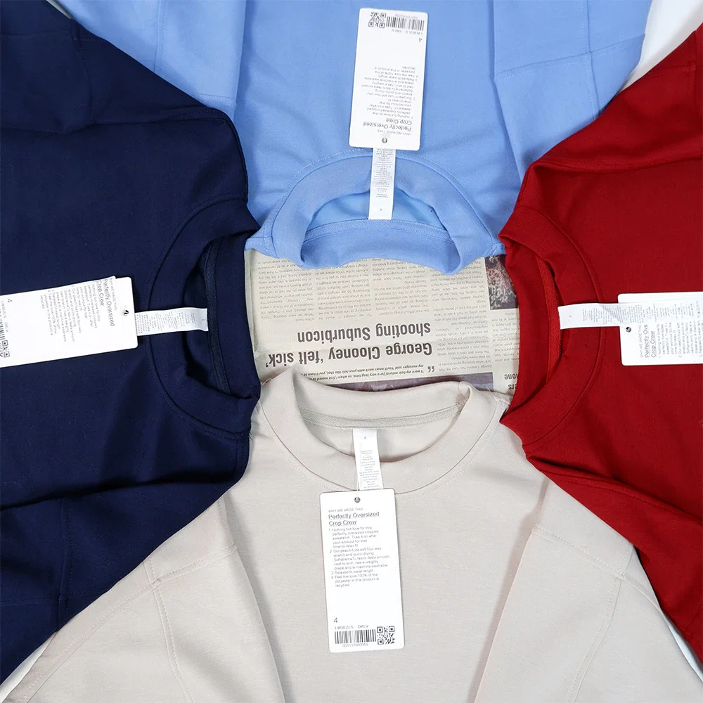 Oversized Cropped Sweatshirts Relaxed Fit Sweatshirt Waist Length Sweater Yoga Wear for Women