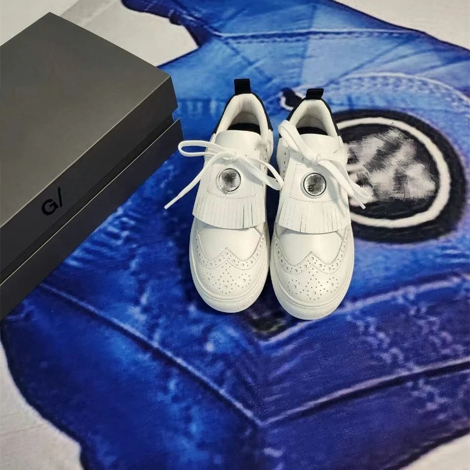 Genuine leather golf shoes Men's outdoor sports waterproof, anti slip, wear-resistant, breathable shoes Fixed nail board shoes