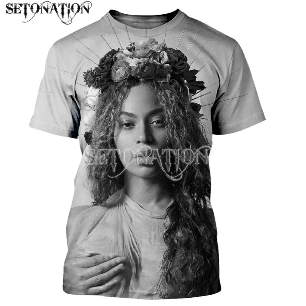 Beyonce-camisetas con estampado 3D de estrellas para hombre y mujer, ropa de calle de estilo Harajuku, tops de verano