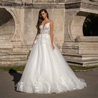 exquisite princess lace a line wedding dresses 2022 for women appliques spaghetti straps bride gowns backless vestido de novia