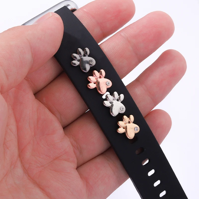 

Zircon Footprint Paw Pendant Watch Strap Nails For Apple Watch Color Watch Brands Decoration Tag Bar Fashion Jewelry Gift