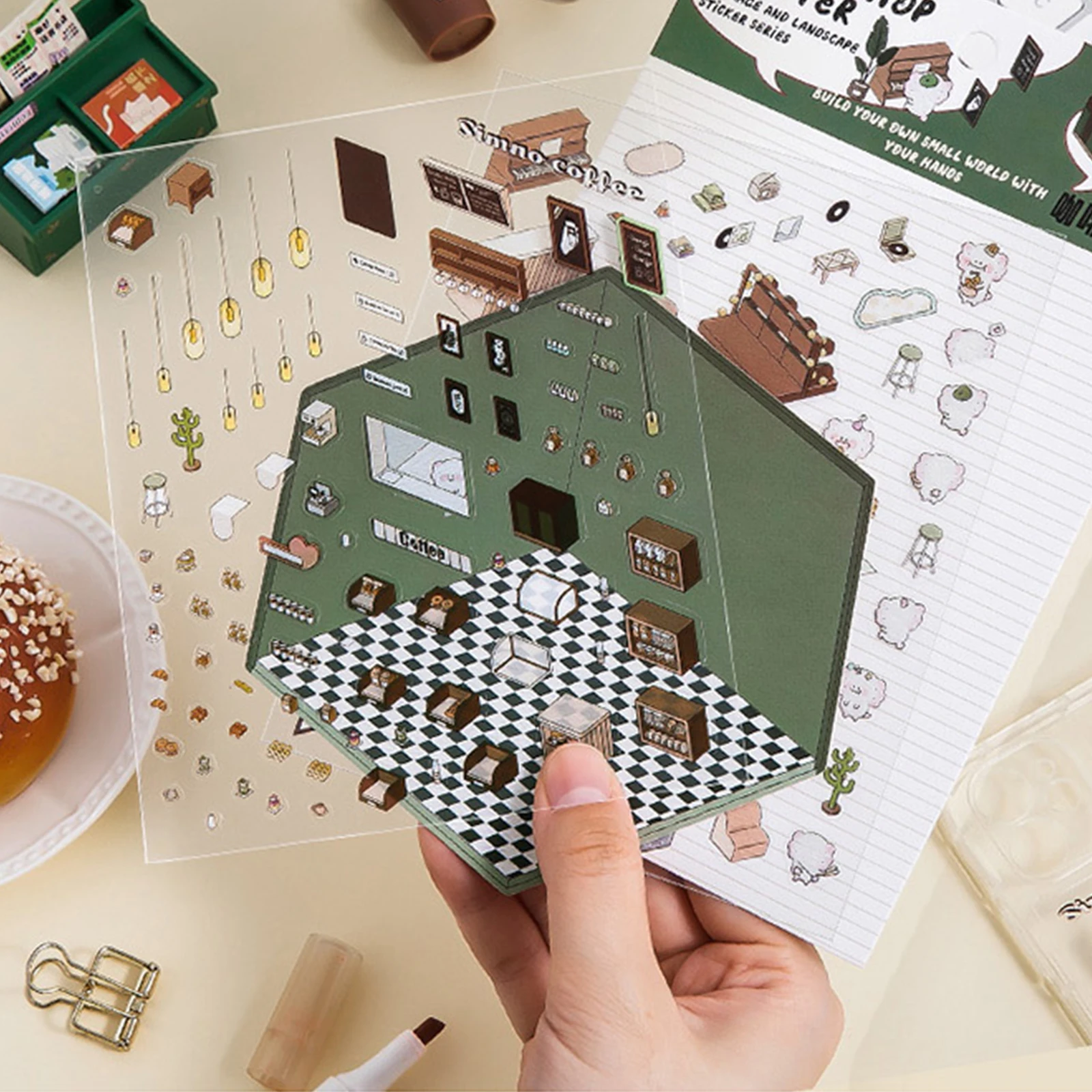4ШТ Наклейки с 3D-сценой дома в корейском стиле для миниатюр своими руками