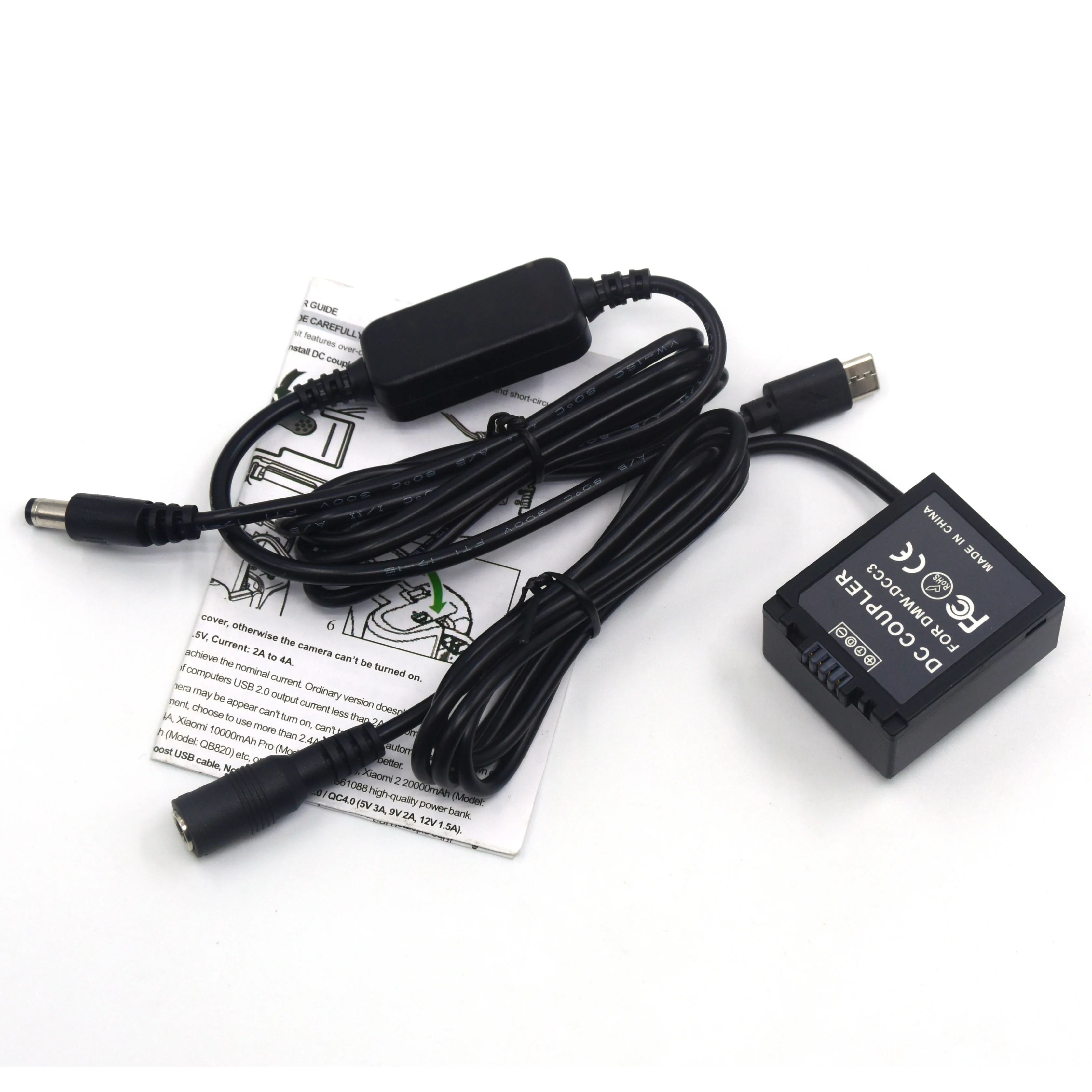 

USB Type C Power Adapter Cable + DMW-BLB13 Dummy Battery DMW-DCC3 DC Coupler for Panasonic Lumix DMC-G1 GH1 GF1 G2 G10 Camera