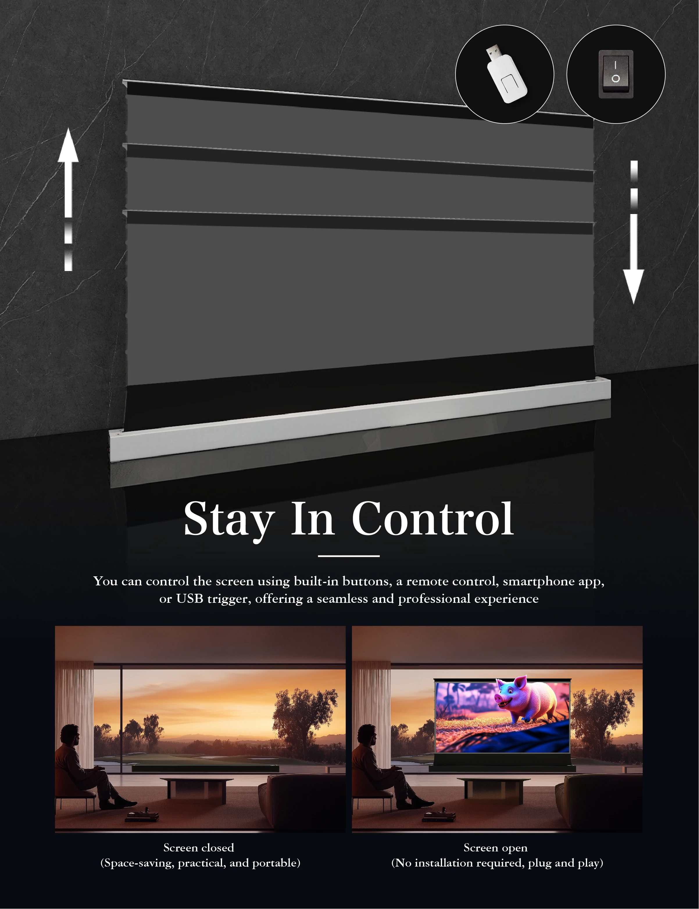 VIVIDSTORM 84 дюйма S Fusion светильник отклоняющий экран Электрический пол 4K готовый
