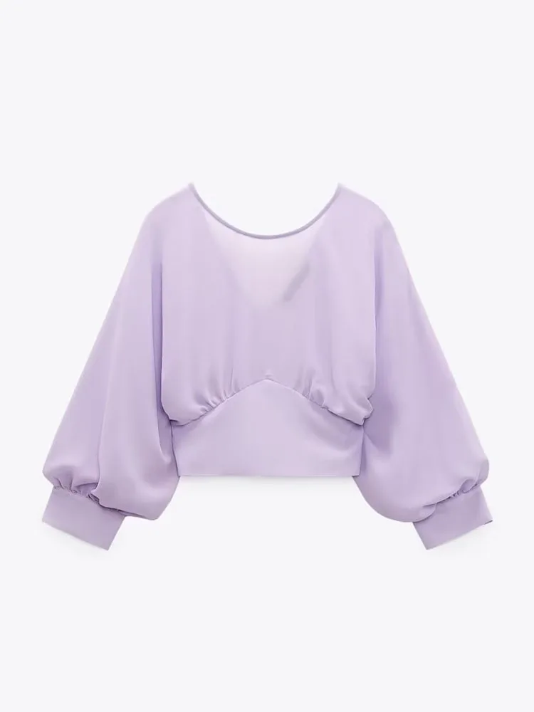 

Zach AiIsa's new summer women's all-match gentle temperament long-sleeved slim waist drape casual high-waisted shirt top