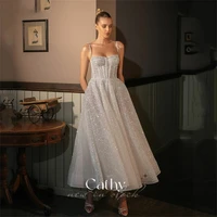 cathy sequins spaghetti straps knee evening dresses glitter a line wedding dress flash vestidos de fiesta vestidos de noche