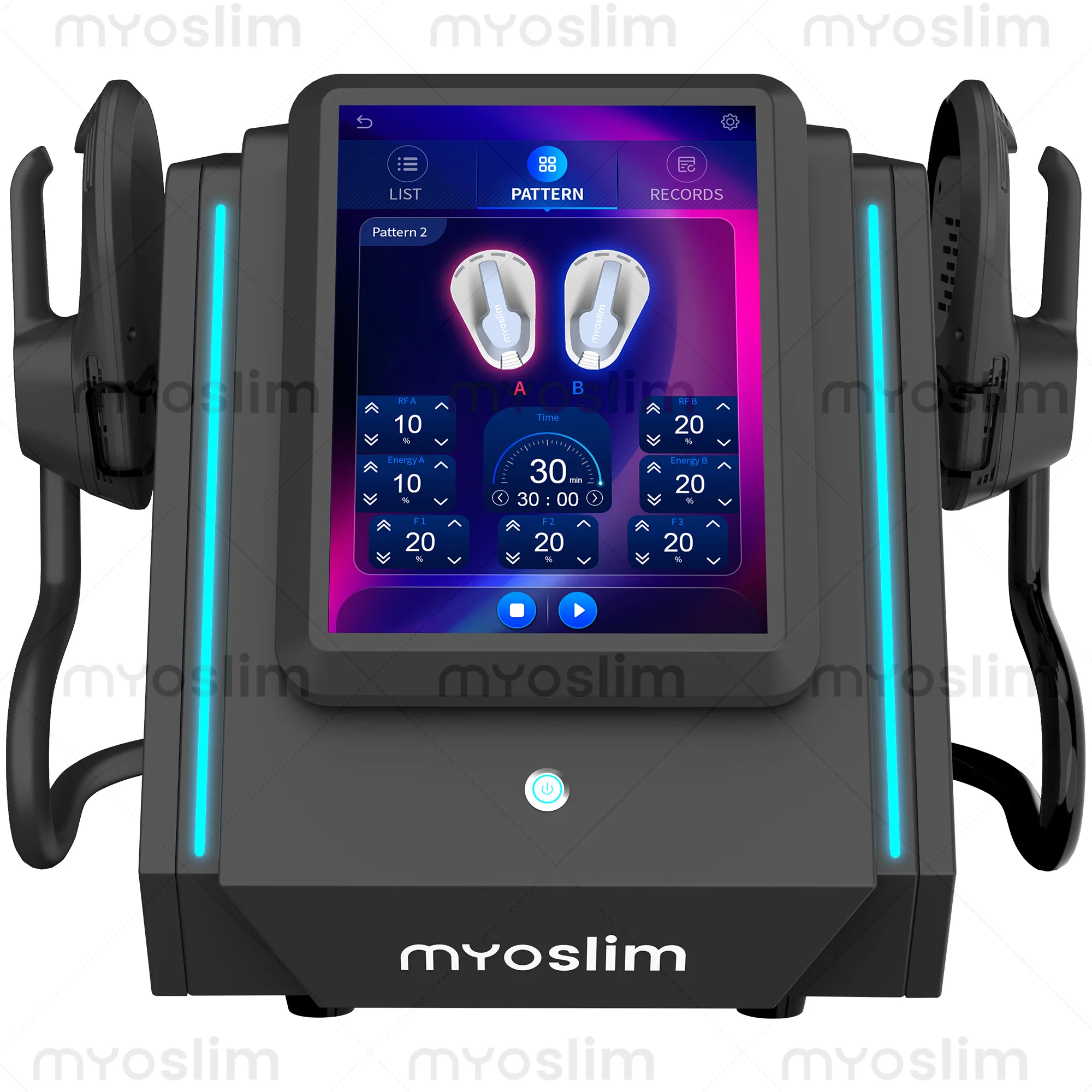 Фото Профессиональный аппарат для коррекции фигуры MYOslim 6500W, портативный электромагнитный стимулятор мышц Nova RF для электромагнитной стимуляции мышц №3