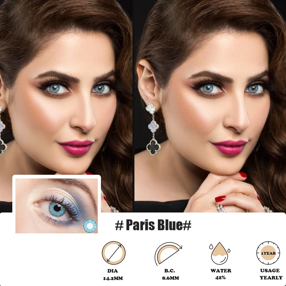

Colored Yearly Contact Lenses For Eyes 2pcs/pair Natural Beauty Green Color Contact Lenses With Free Shipping