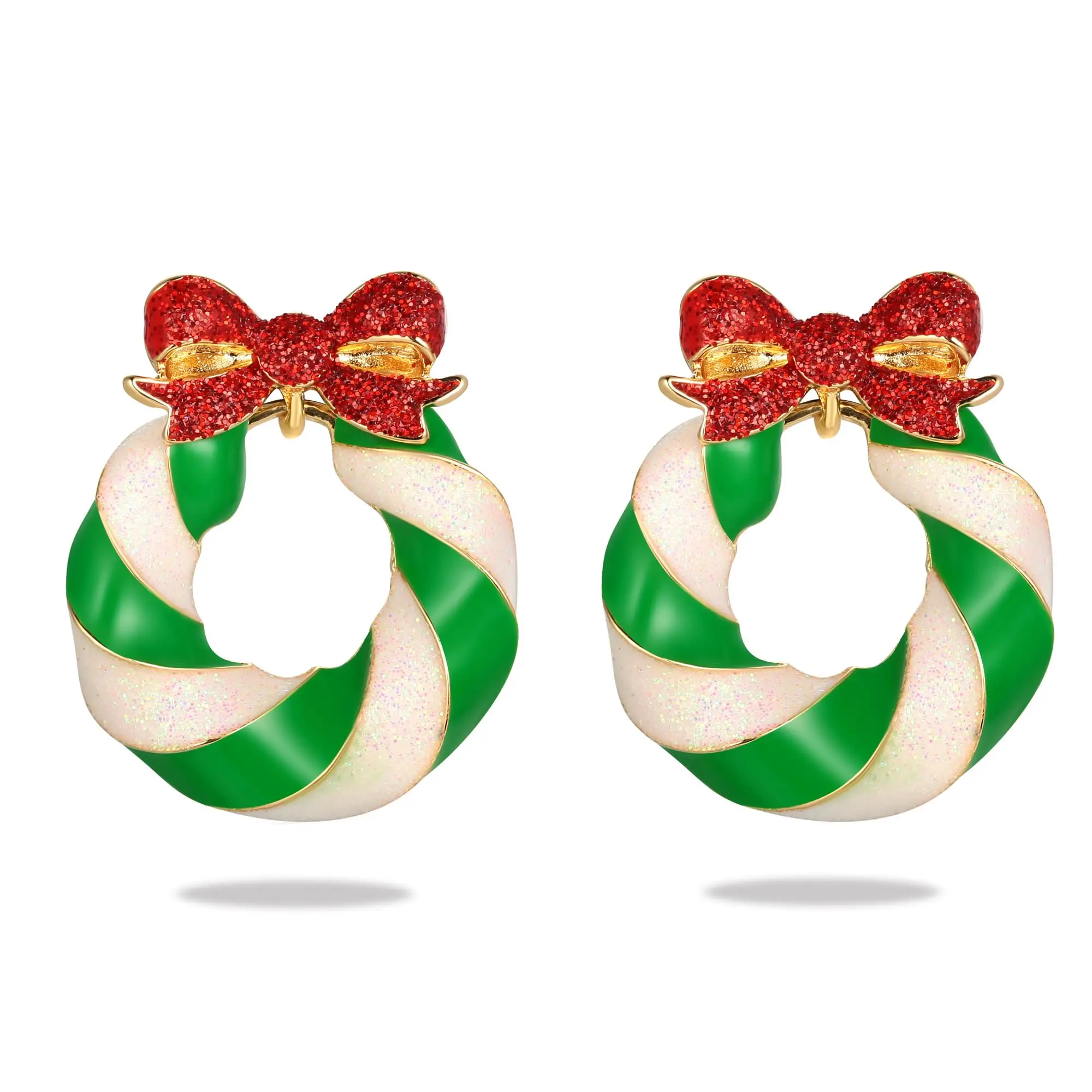 

Christmas Earrings For Women Christmas Tree Dangle Earrings With Colorful Rhinestone Glitter Bow Holiday Earrings
