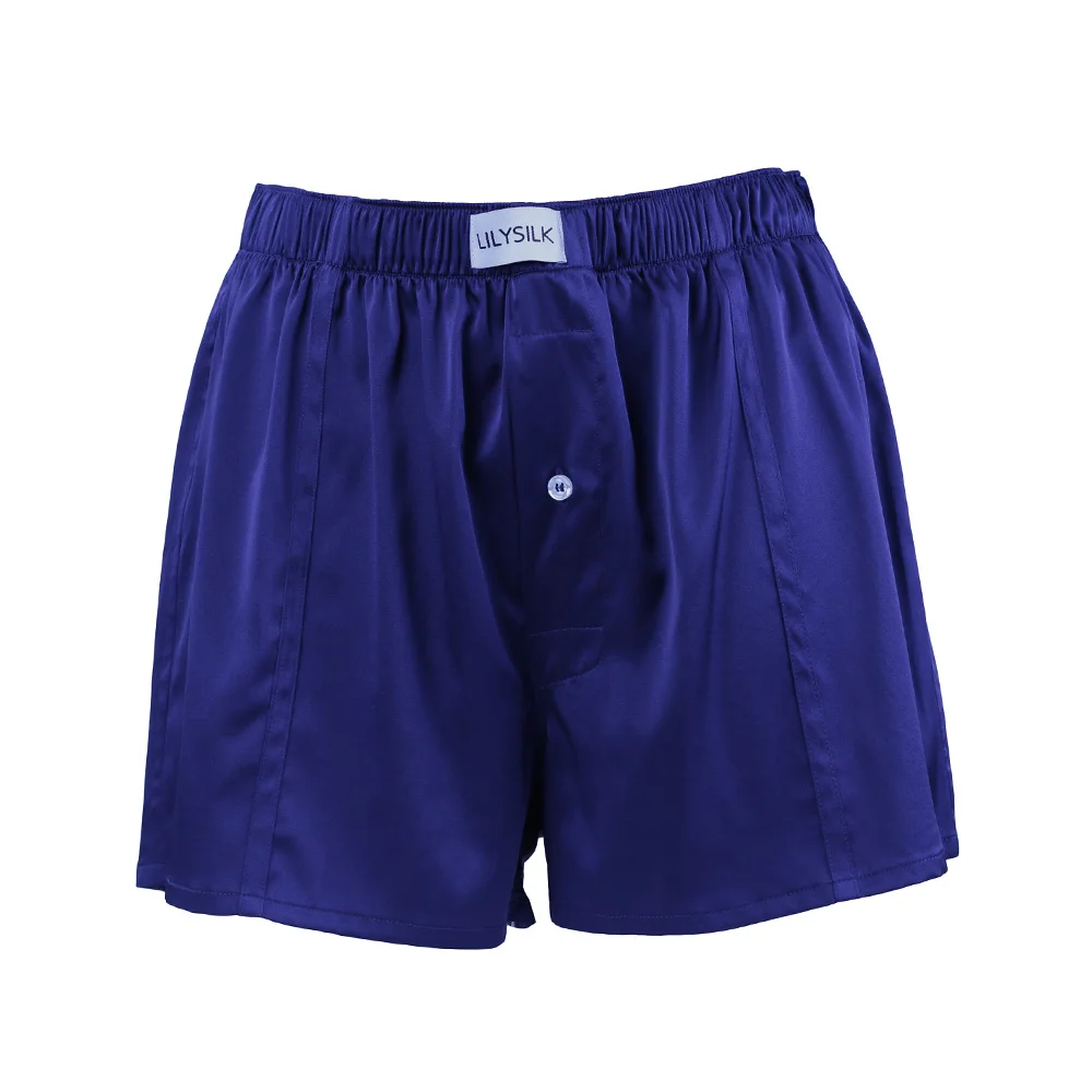 LILYSILK Mens Silk Sleep Shorts Lounge Short Bottoms for Men Elastics Waist Underwear New Buttoned Boxers Free Shipping
