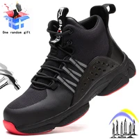 work safety shoes for mens breathable lightweight construction boots male steel toe cap anti smash outdoor fashion sneakers