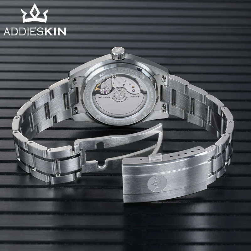 Фото Мужские автоматические часы ADDIESKIN K003 с красным циферблатом, 38 мм, ультратонкие, с японским механическим механизмом Miyota 9015, BGW9, суперлюминесцентные, для дайвинга №5