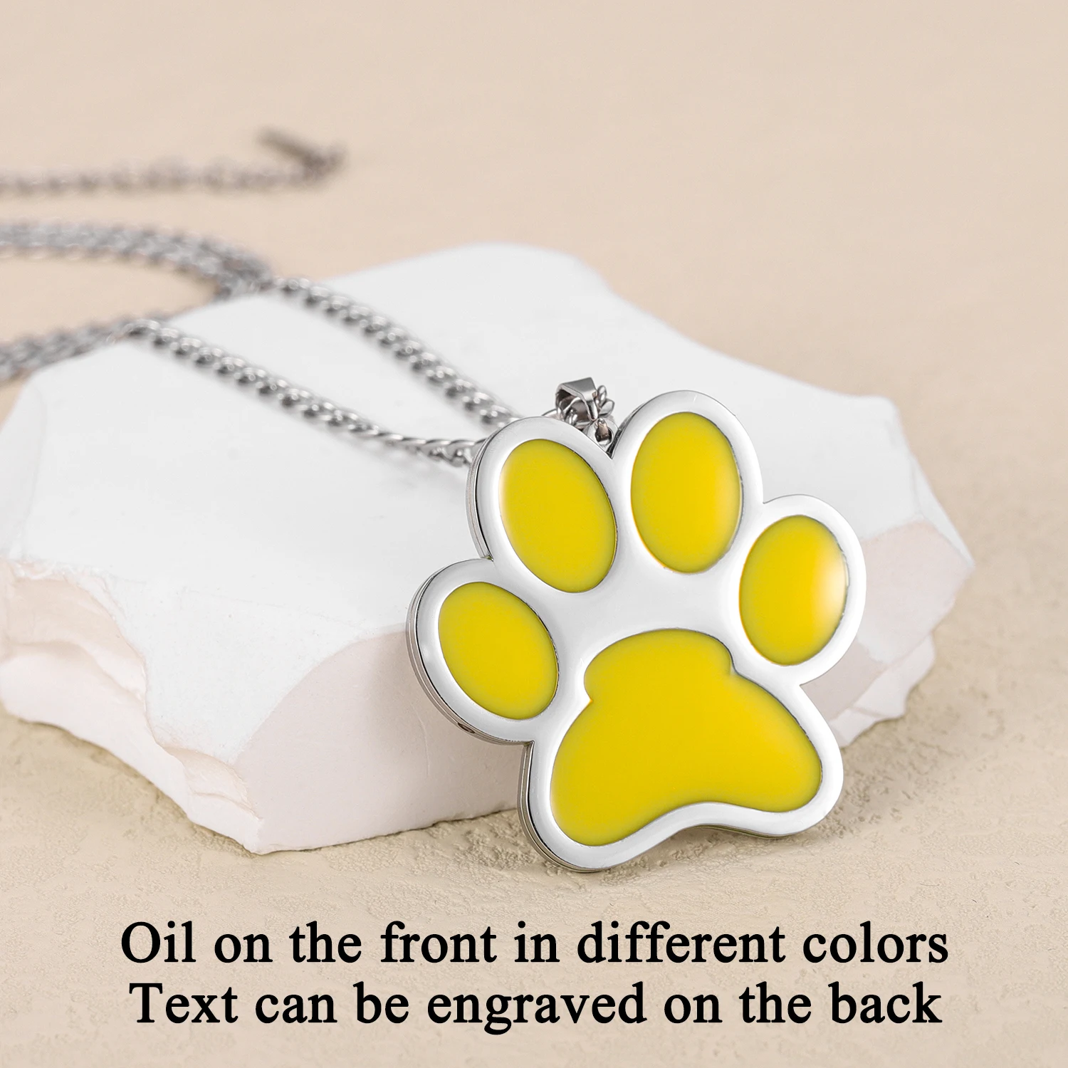 

Custom Enamel Paw Print Necklace Personalised Engraving Text On Back Colorful Animal Claw Foot Print Pendant Gift For Dog Owners