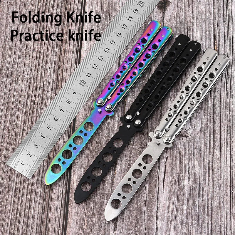 Hot Portable Folding Butterfly Knife Trainer Stainless Steel Pocket Practice CSGO Balisong Training Tool for Outdoor  Hand Games