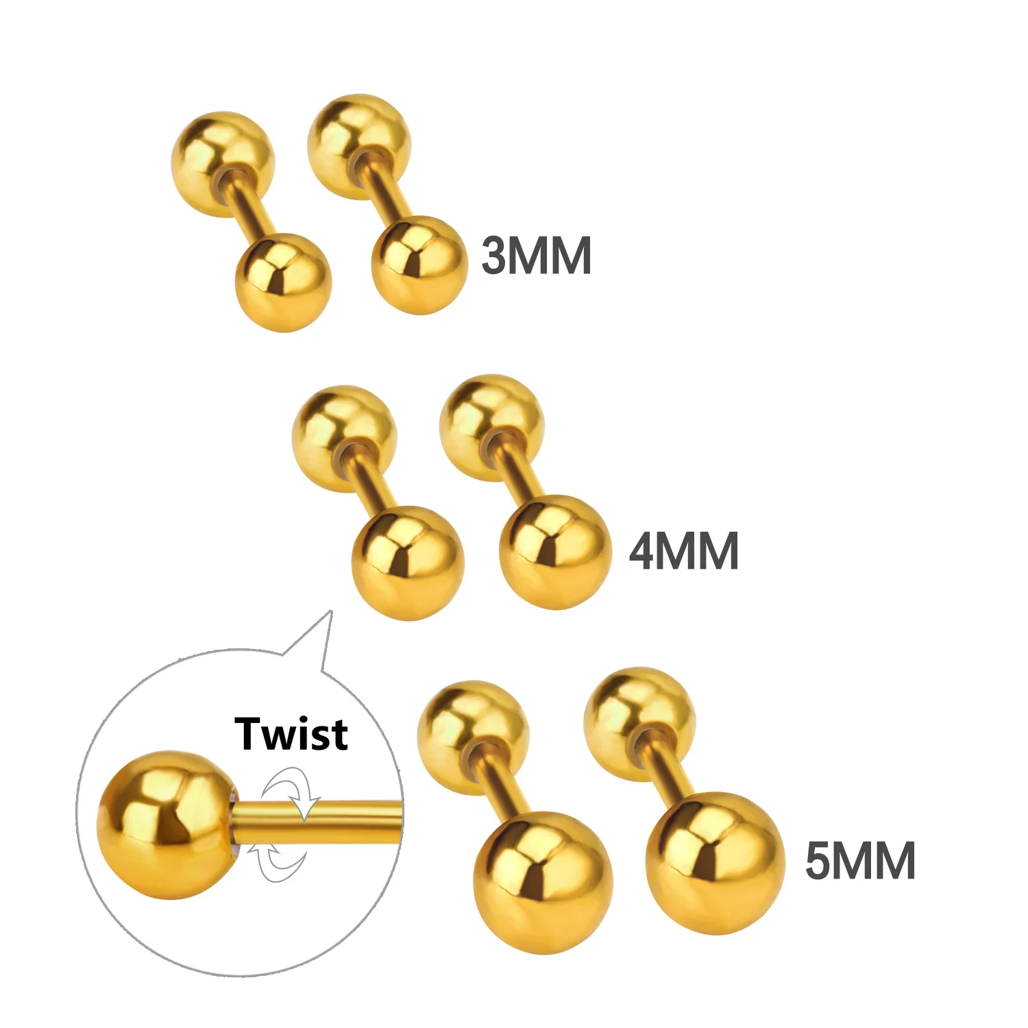LUXUKISSKIDS Классические Серьги-гвоздики Унисекс С Завинчивающейся Застежкой