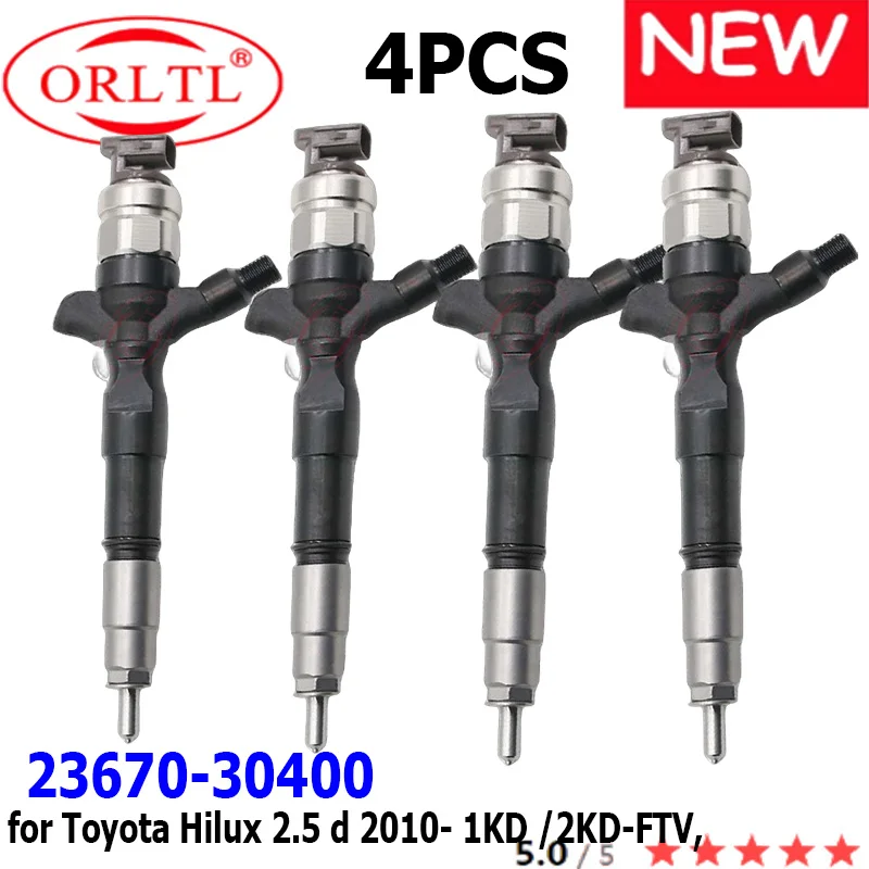 

4pc /lot New 23670-30400 Diesel Common rail injector 2367030400 Nozzle 23670 30400 for Toyota Hilux 2.5 d 2010- 1KD /2KD-FTV,