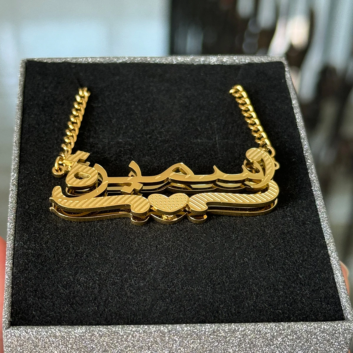 Ожерелье с арабским именем на заказ персонализированное трехмерное Двухслойное