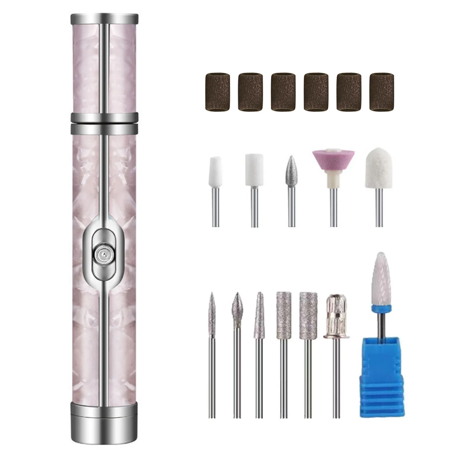 Профессиональный Розовый набор сверл для ногтей из 18 предметов выполнения любых