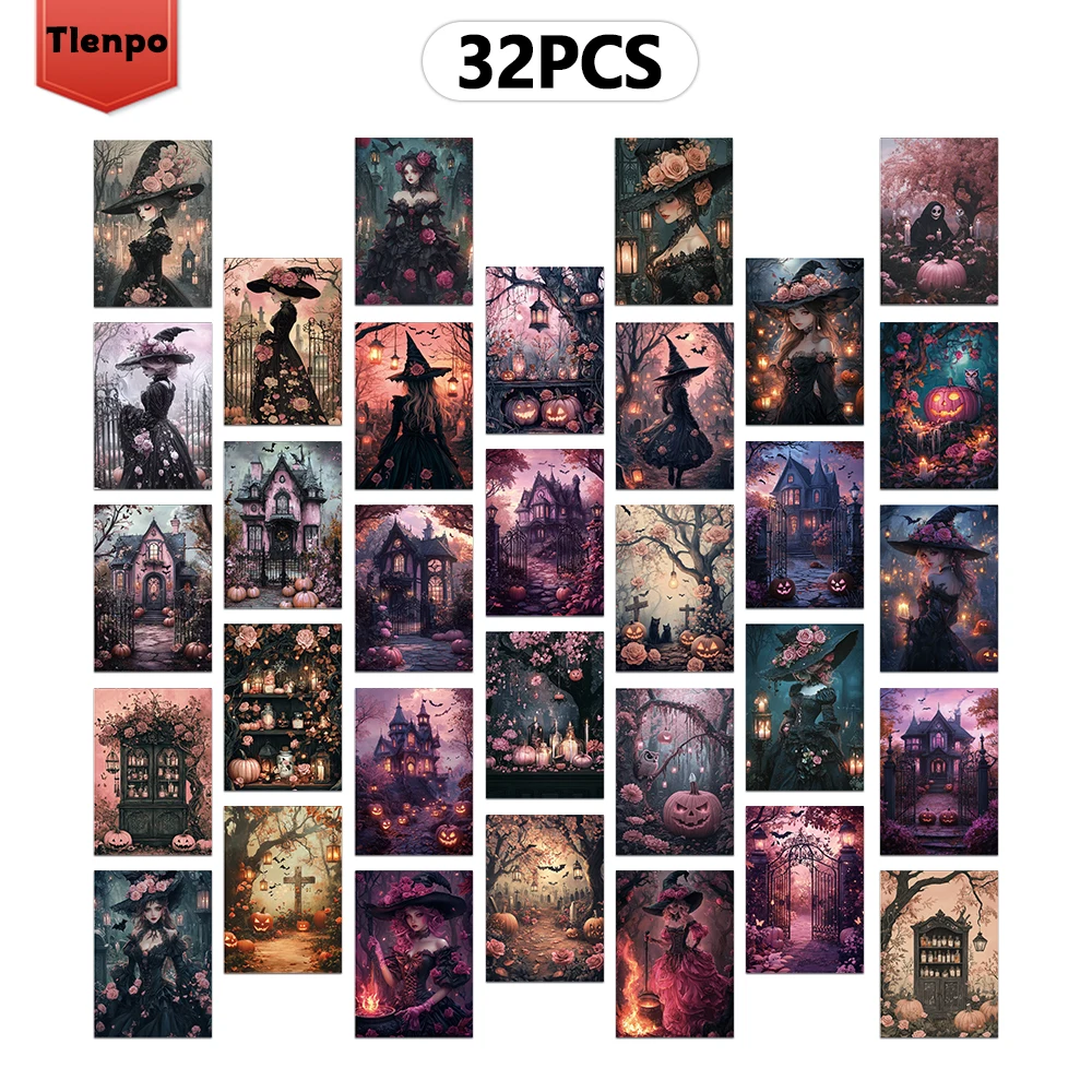 

Открытки Хэллоуин ведьма 32 шт