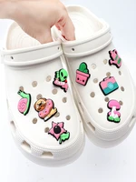 4 pcs novelty design pink series pvc shoe charms sandal accessories snail skull alien diy buckle decoration jibz for croc charms