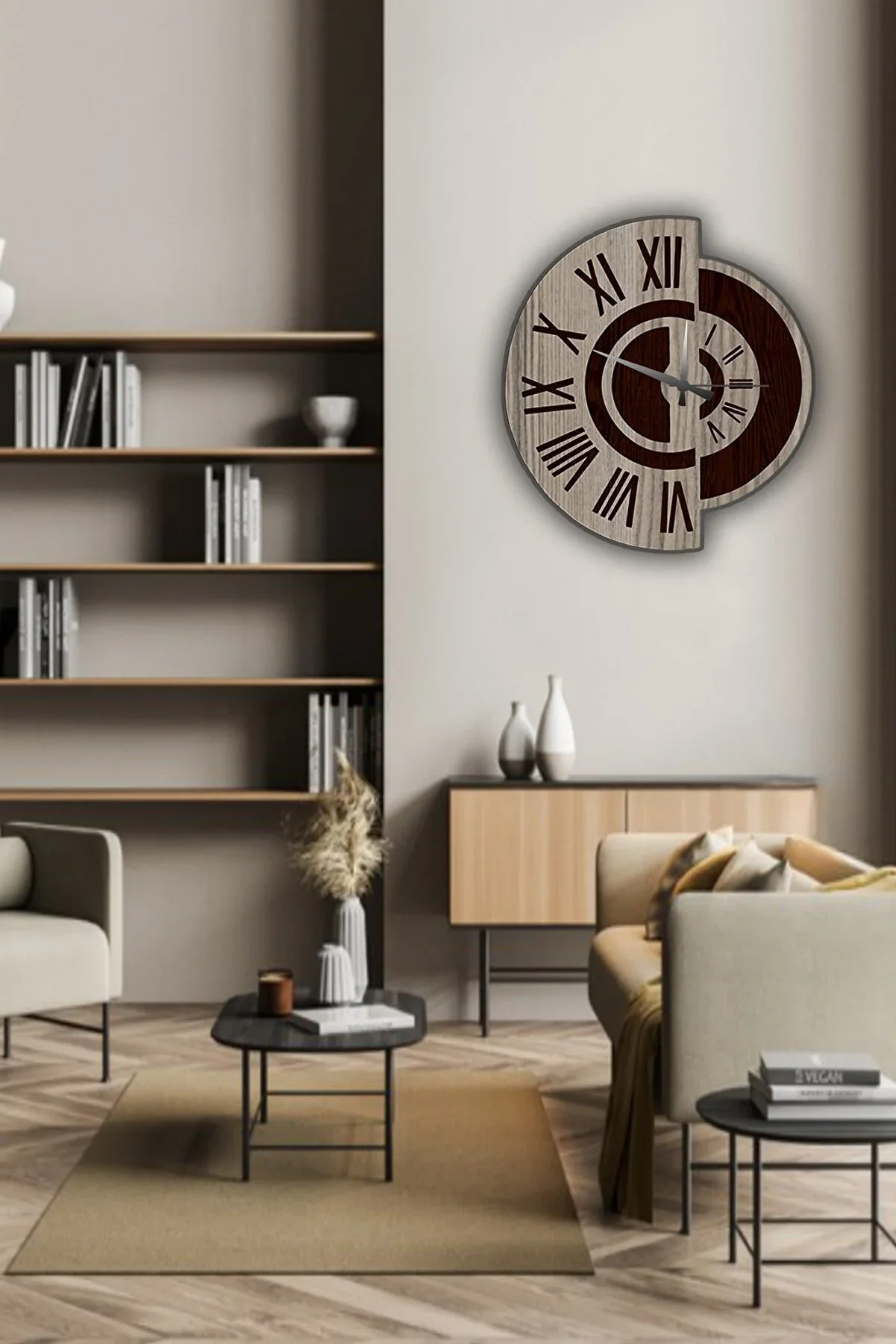 

Double Color Decorative Wooden Silent Mechanism Roman Numeral Clock Wall Clock Modern Design Clock 50x50cm Different Color Options