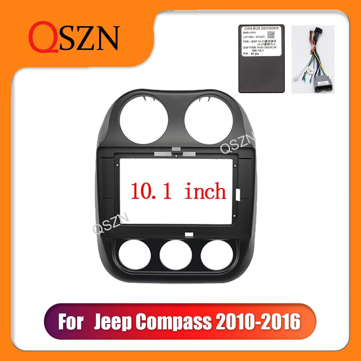 

QSZN 10.1 Inch Car radio Frame Fascia For Jeep Compass 2010-2016 Canbus DVD Panel Dashboard Mount Kit 2 Din Installation Stereo