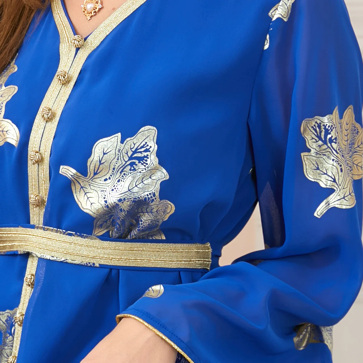 Muslim Women'S Clothing Abaya Muslim Dress Moroccan Kaftans For Women Turkish Dresses Evening Party Blue Color Outfits Dubai