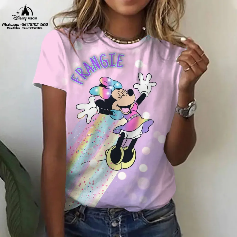

Summer fashion women's short-sleeved casual simple T-shirt stitching top female Disney Minnie T-shirt Y2k