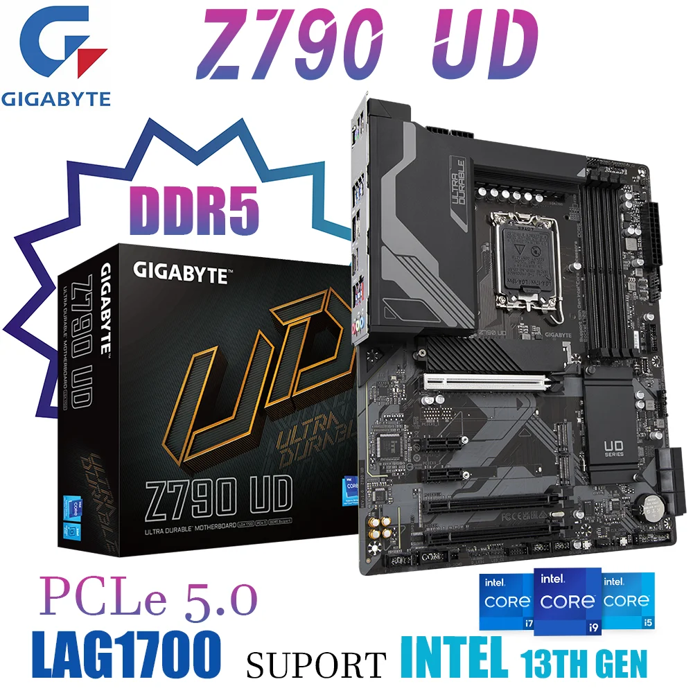 

GIGATBYTE Z790 UD LGA1700 Motherboard DDR5 7600(OC)MHz Z790 Mainboard 128G Support Intel 12th 13th Gen PCLe5.0 ATX RGB CrossFire