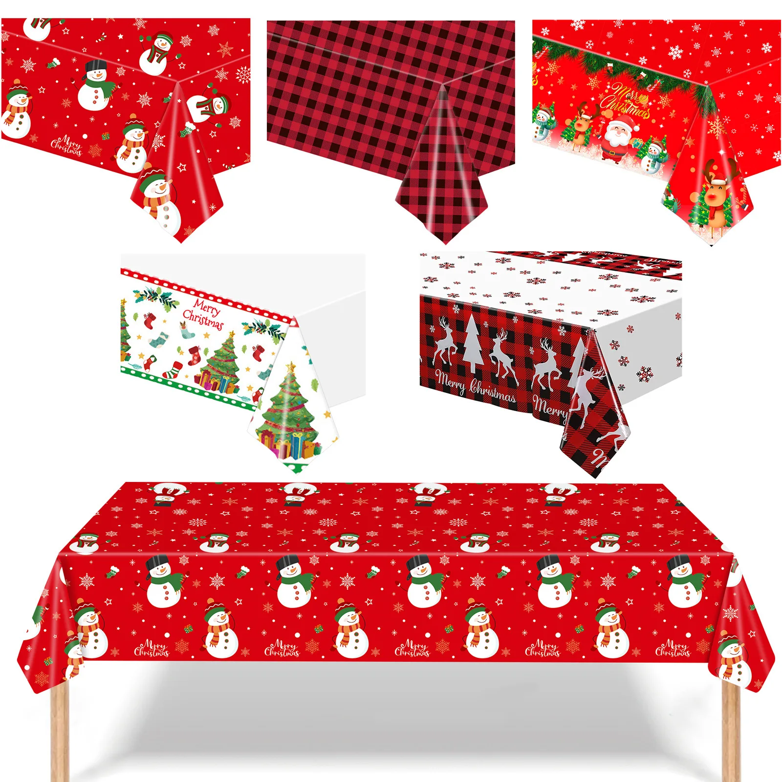 

1pcs Christmas Tablecloth Santa Claus Elk Print Waterproof Rectangular Tablecloth Party Decor Coffee Tables New Year 2023 Gift
