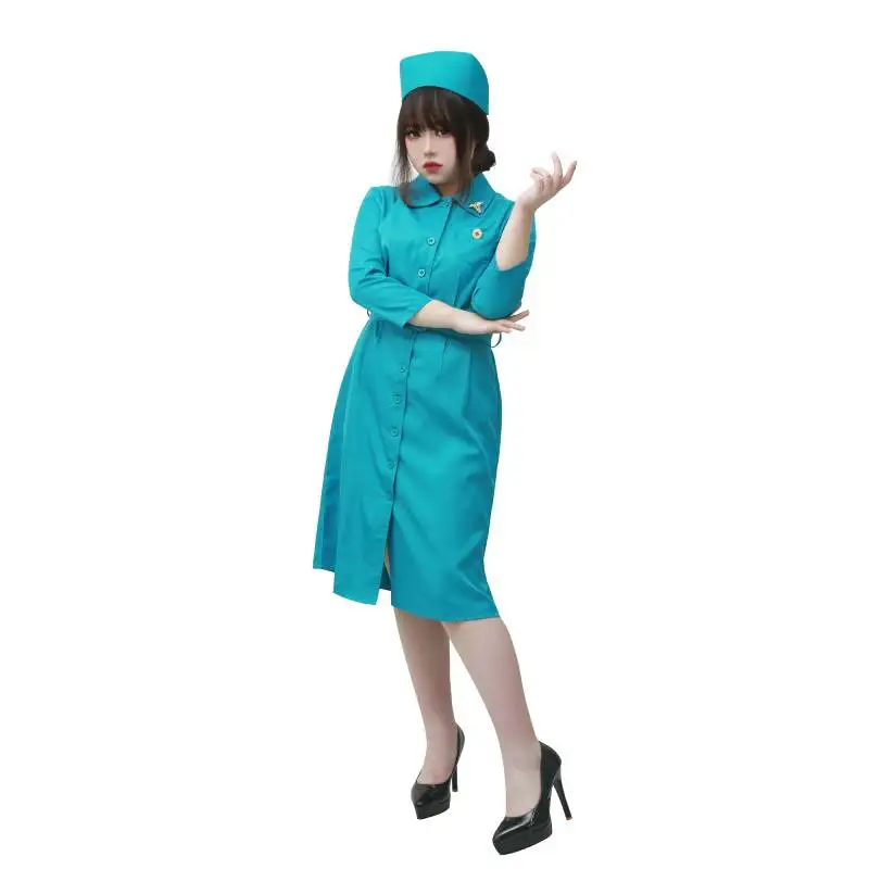 

DAZCOS Nurse Ratched Costume Blue Uniform Belt and Hat Nurse Ratched Costume for Cosplay Halloween 2022 Movie Costumes for Women