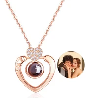 dascusto heart necklace custom projection photo necklace personalized couples picture necklace memorial gift for your girlfriend