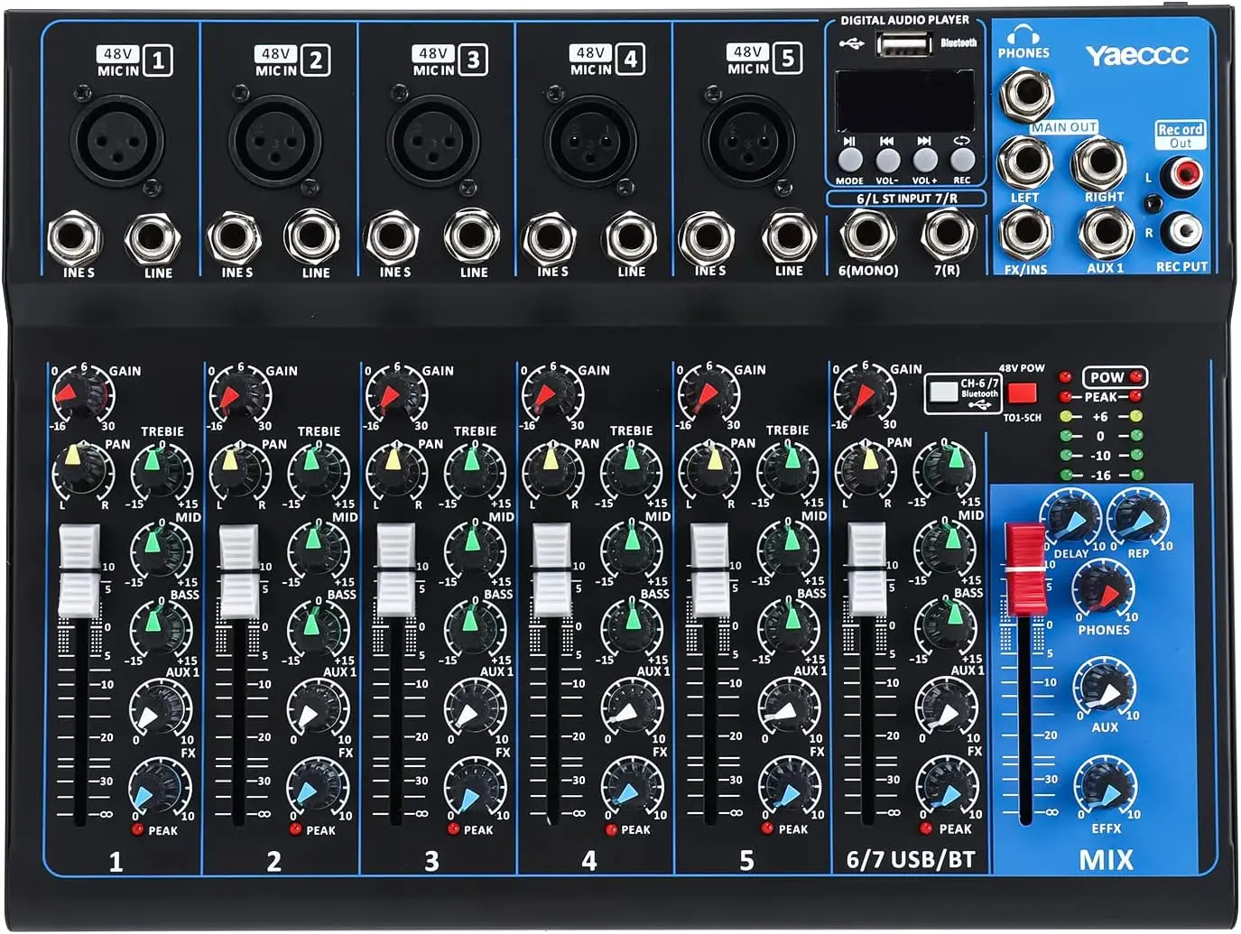 

7 Channel bluetooth Live Studio Stereo Audio Mixer Sound Mixing DJ USB Console