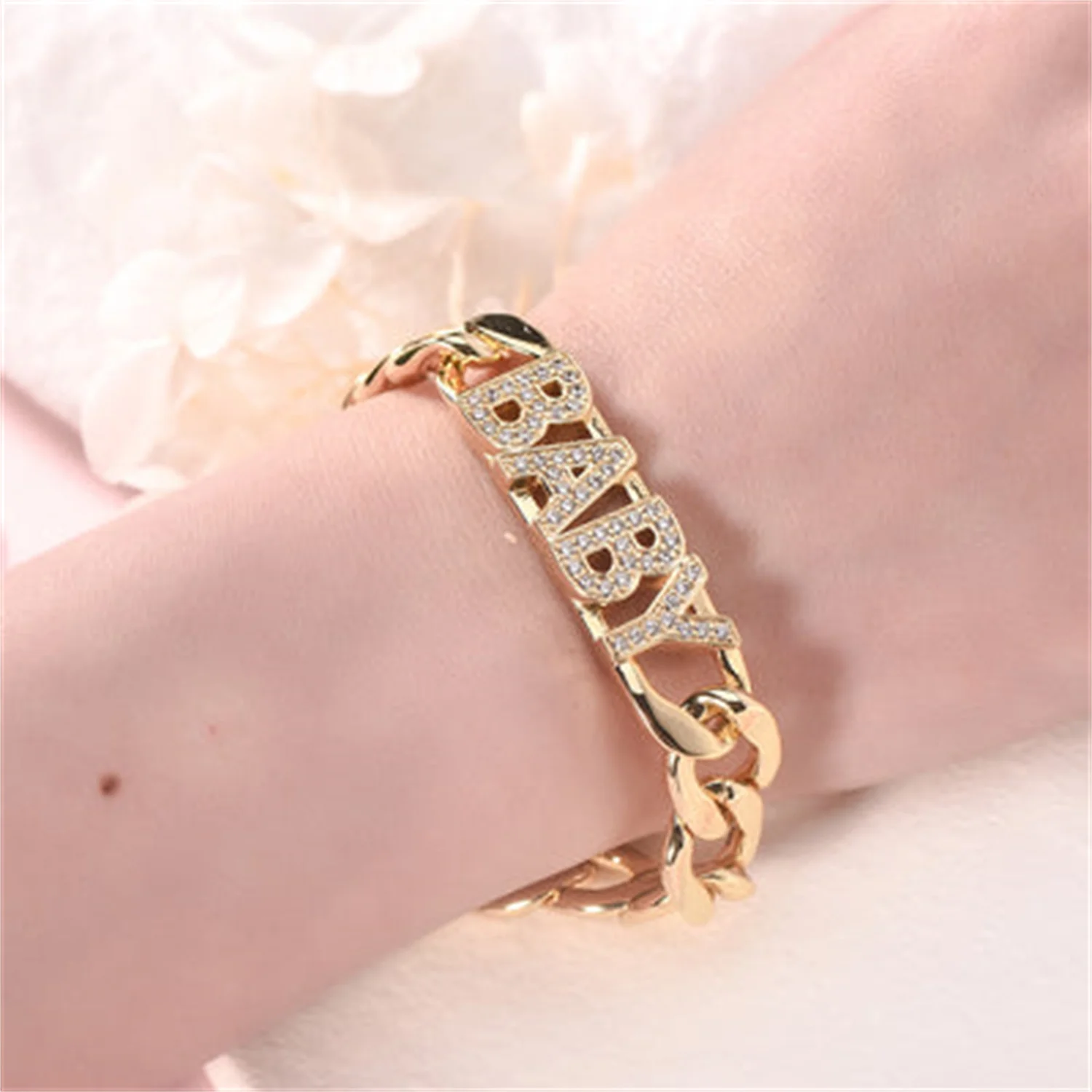 

Personalized Name Bracelet For Women Custom Gold Plated Bangle Cuban Link Chain Stainless Steel Charms Handmade Jewelry Gifts