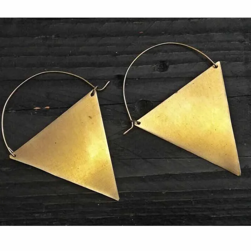 

Geometric brass earrings, most brass earrings, triangle gold earrings,Tribal earrings gifts for her, gifts for his wife