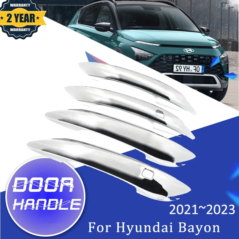 

Роскошный чехол на дверную ручку автомобиля для Hyundai Bayon BC3 CUV 2021 ~ 2023, хромированные защитные стикеры от царапин, автомобильные аксессуары
