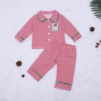 autumn clothes red striped long sleeve top and striped trousers christmas chest old man head embroidery boys pajamas for 1 8t