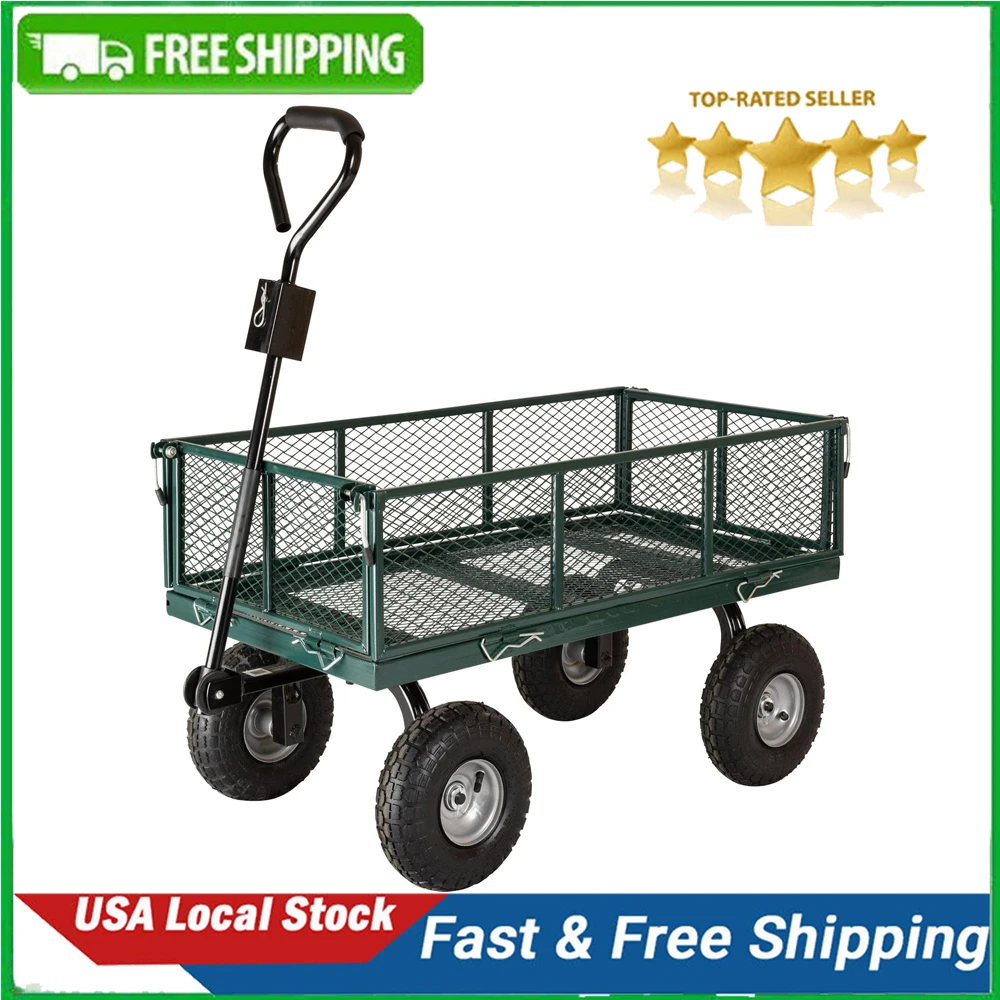 700lb Capacity, 38” x 20” Towable Mesh Garden Utility Cart