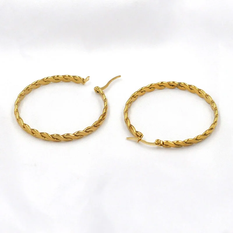 Новые популярные позолоченные металлические круглые серьги FYSARA с S-образной