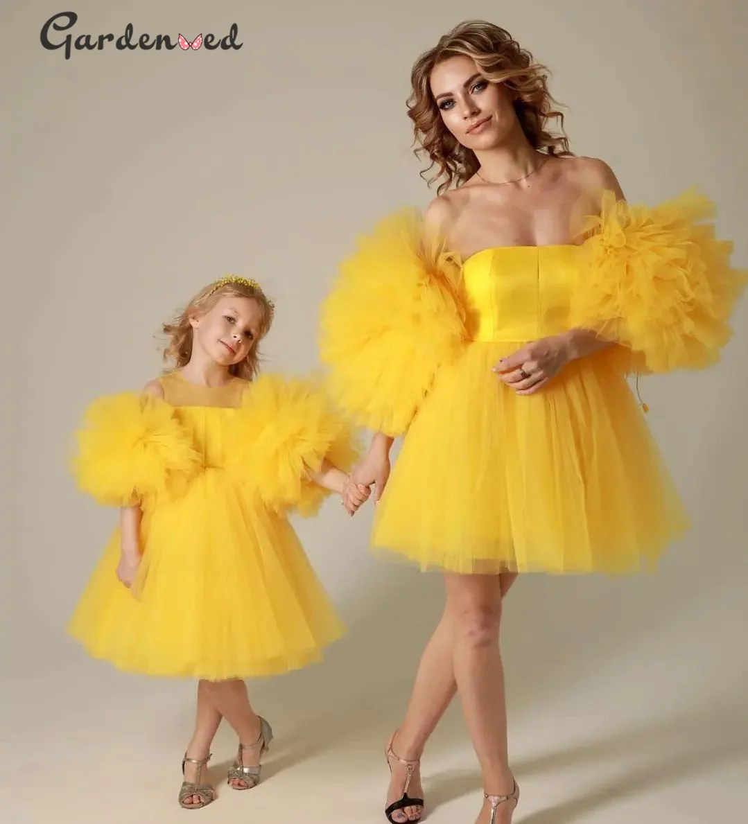 

Садовое Тюлевое платье с цветами для девочек платье принцессы платье для мамы и дочки платье для маленькой невесты