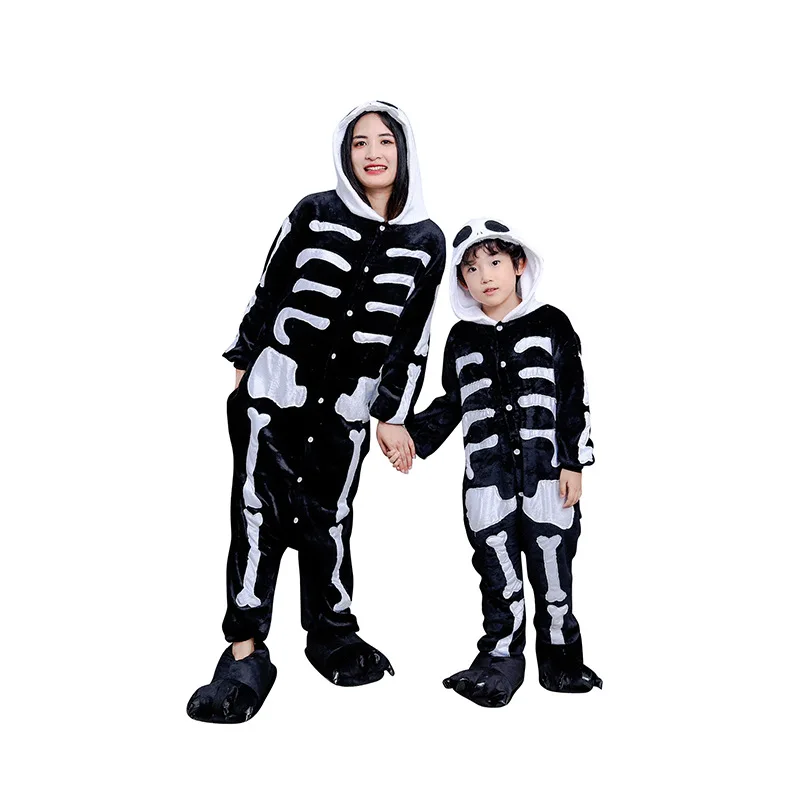 Family Kigurumi Pajamas Skeleton Onesie Cosplay Costume Pajamas For Kids and Adults