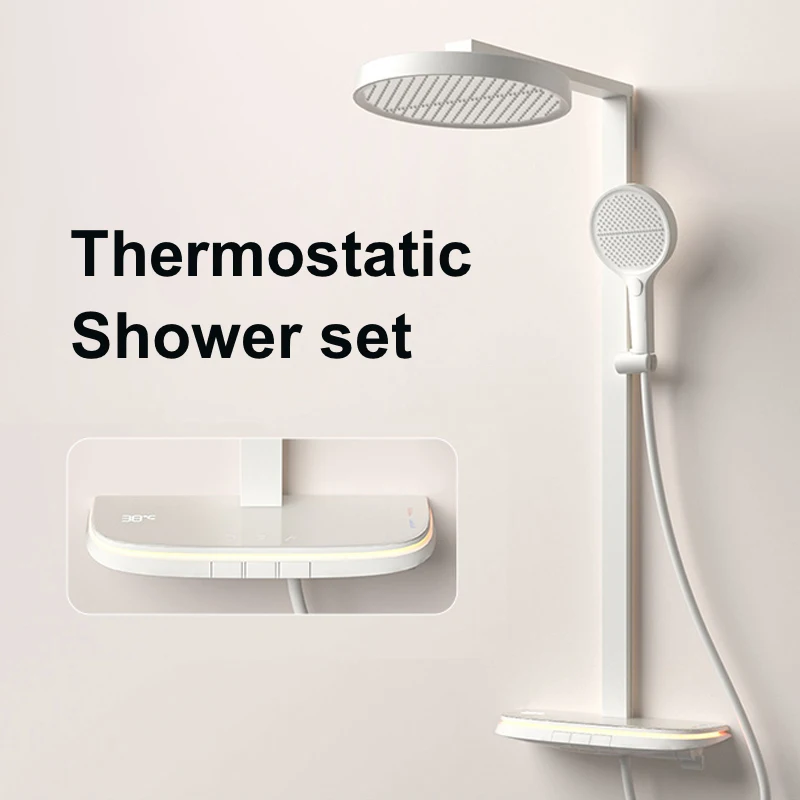 Умная термостатическая душевая система VGX, набор с цифровым дисплеем, душевой набор для ванной комнаты, набор насадок для душа с дождевой насадкой, белый набор смесителей для душа
