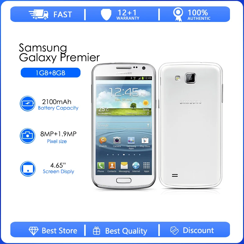 

Восстановленный Samsung i9260-оригинальный Galaxy Premier I9260 телефон 4G LTE 8 Гб ПЗУ 1 ГБ ОЗУ 8 Мп Wifi GPS двухъядерный 4,65 "телефон